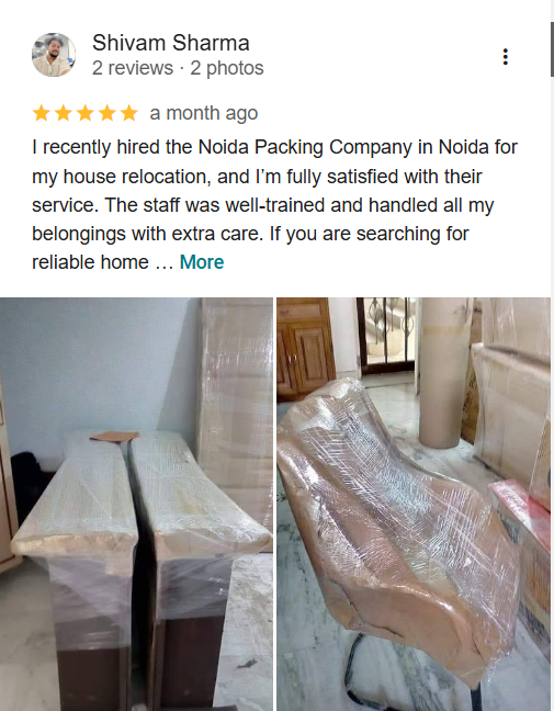 Noida Packing Moving- Home Shifting testimonial